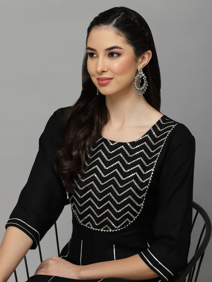 Embroidered &amp; Embellished Rayon Anarkali Kurta