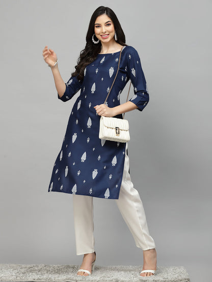 Printed Rayon Straight Kurta