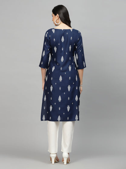 Printed Rayon Straight Kurta