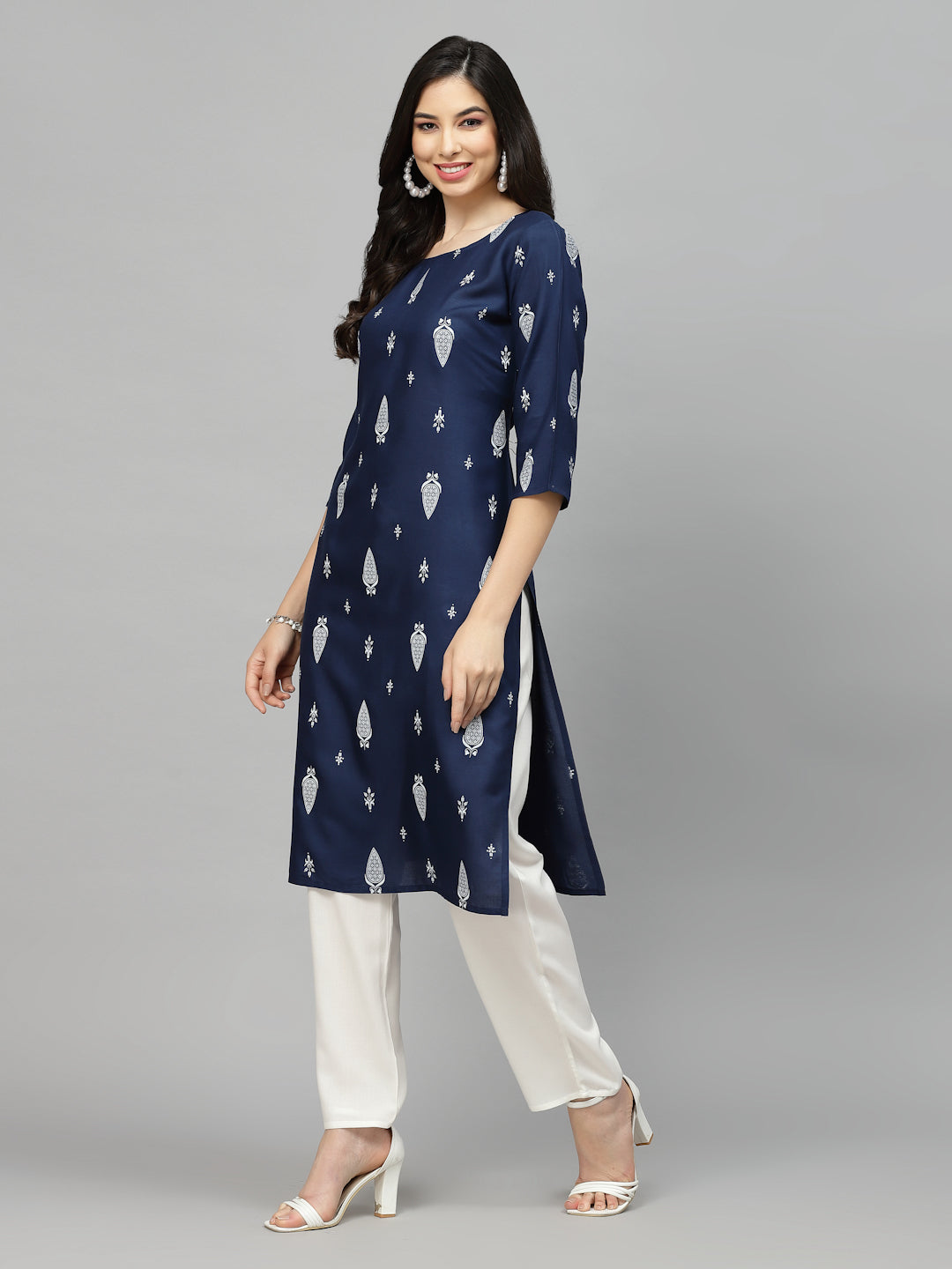 Printed Rayon Straight Kurta