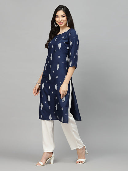 Printed Rayon Straight Kurta