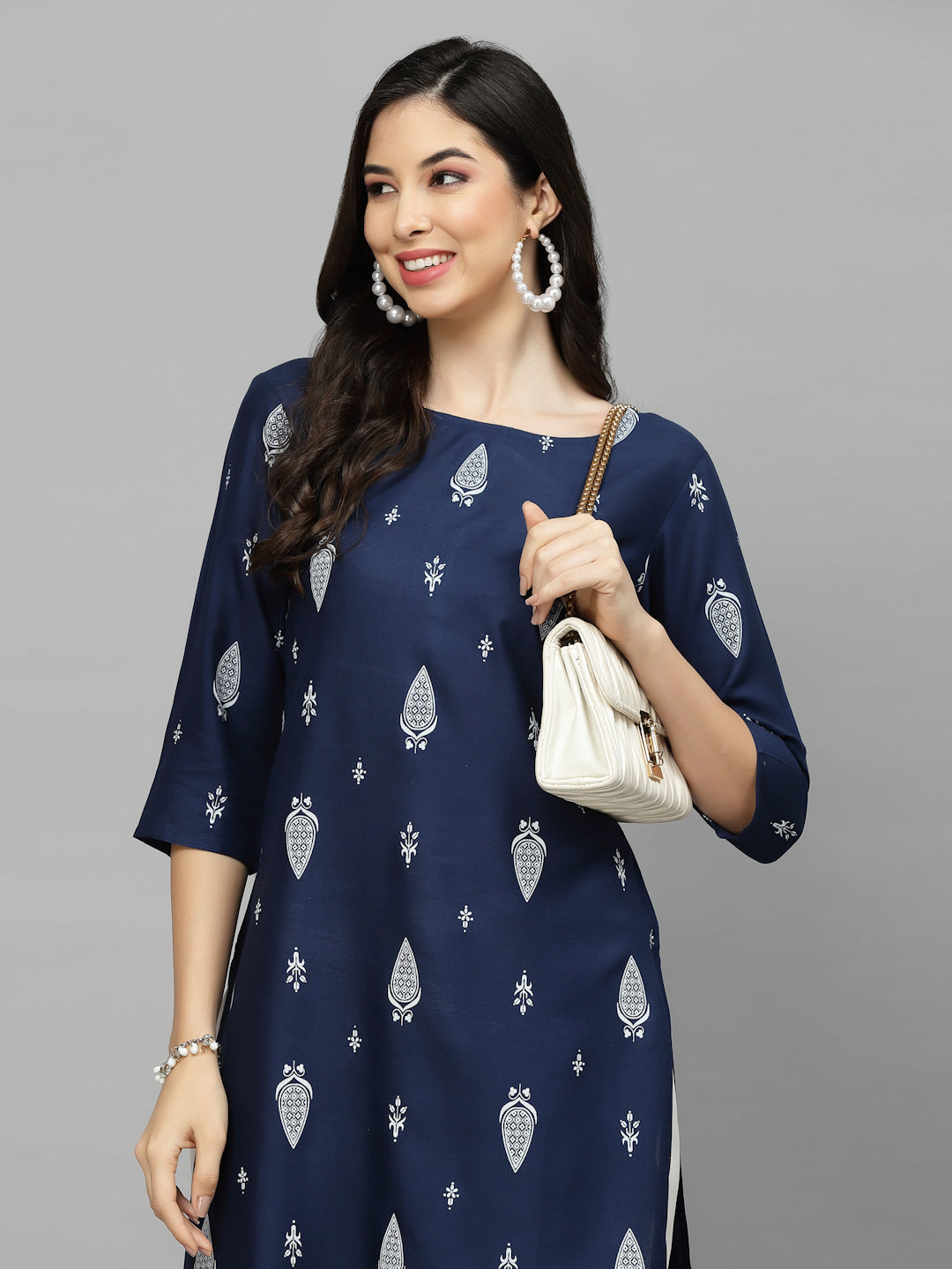 Printed Rayon Straight Kurta