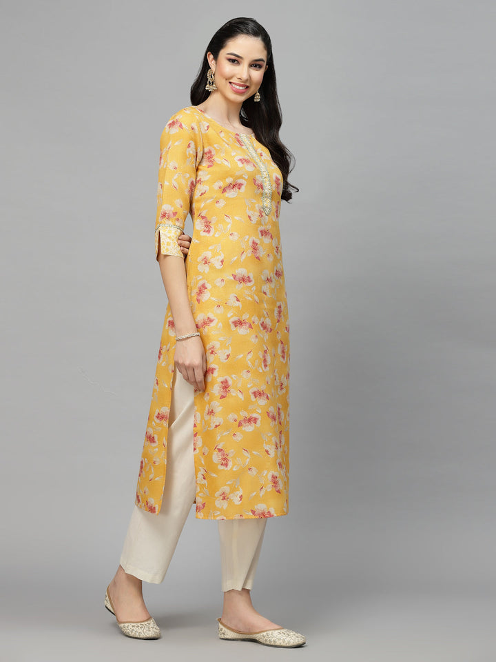 Printed Rayon Blend Straight Kurta