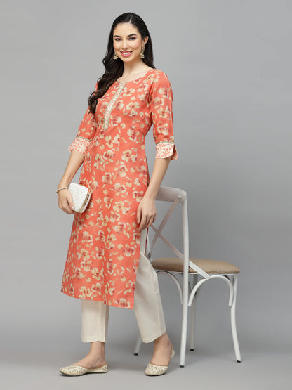 Printed Rayon Blend Straight Kurta
