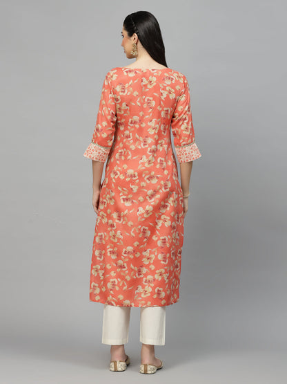 Printed Rayon Blend Straight Kurta