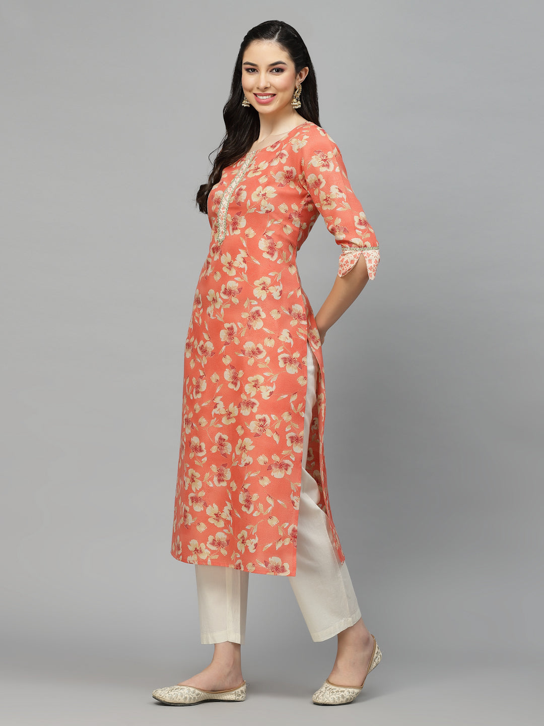 Printed Rayon Blend Straight Kurta