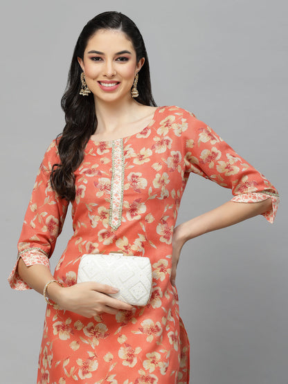 Printed Rayon Blend Straight Kurta