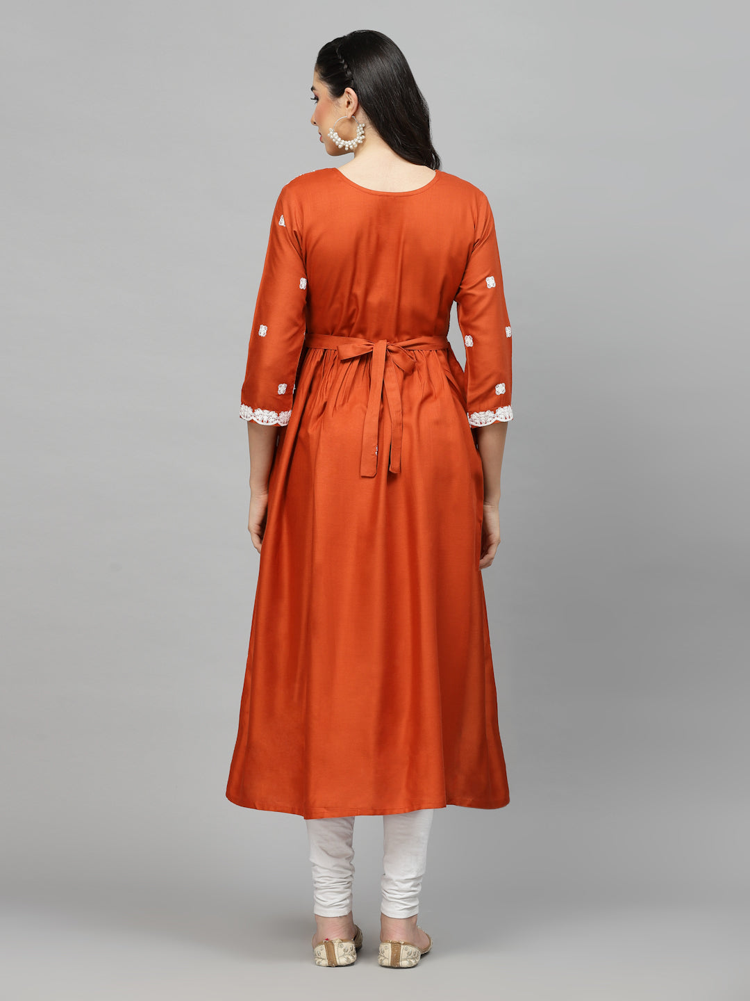 Embroidered Rayon Flared Kurta