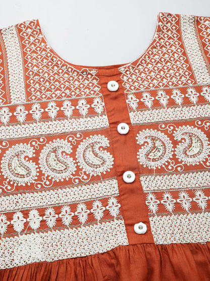 Embroidered Rayon Flared Kurta