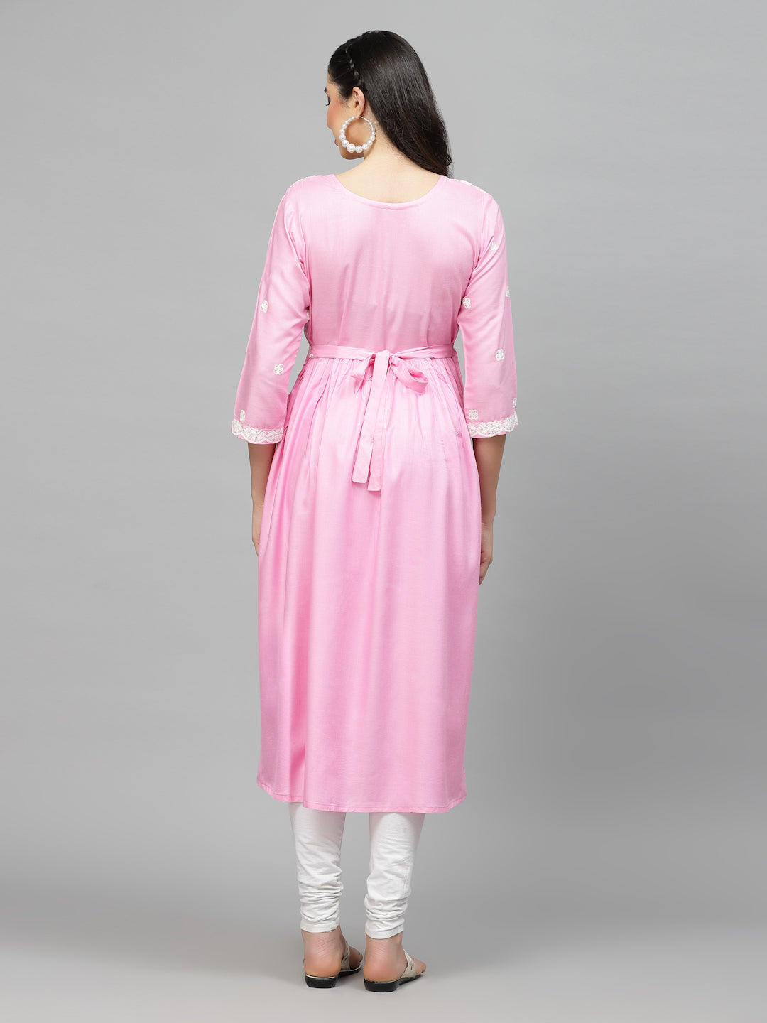 Embroidered Rayon Flared Kurta