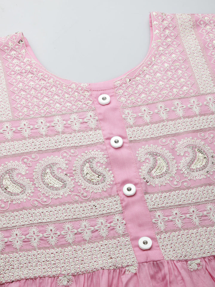Embroidered Rayon Flared Kurta
