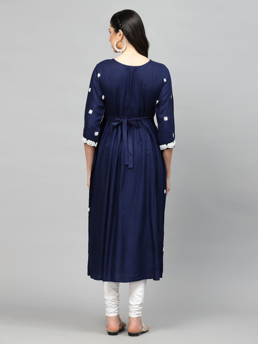 Embroidered Rayon Flared Kurta