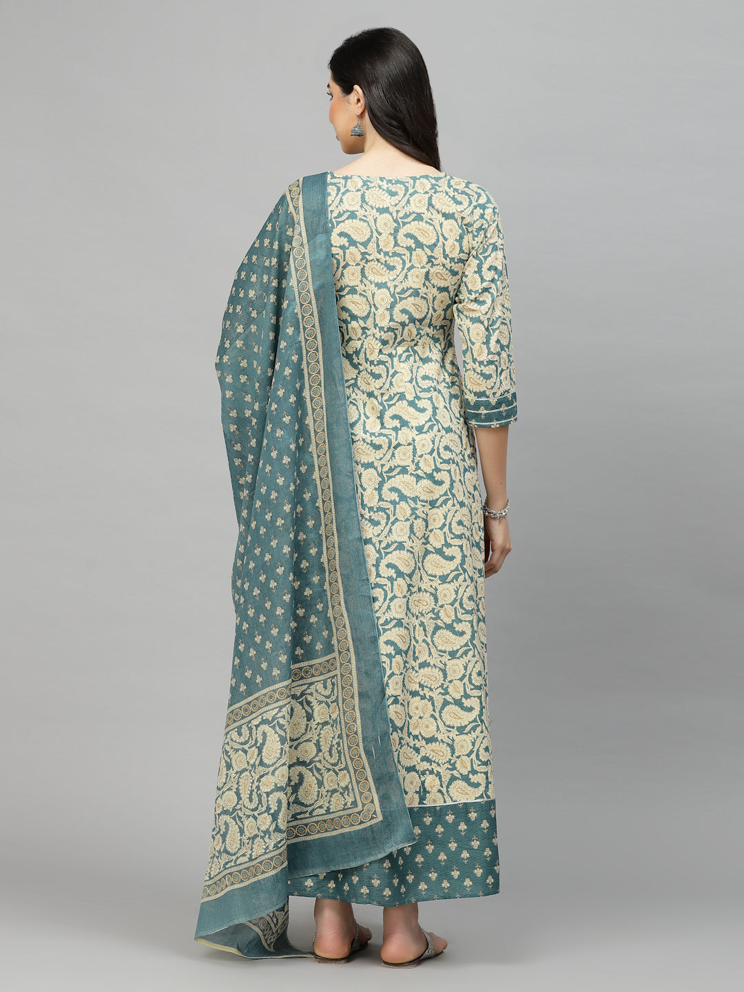 Printed Cotton Anarkali Kurta With Dupatta