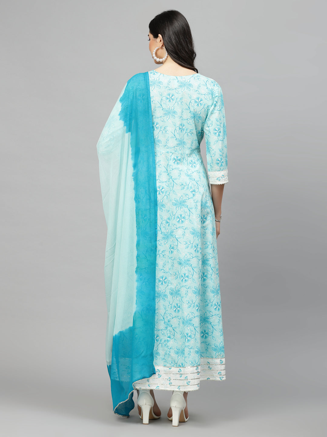 Printed Cotton Anarkali Kurta With Dupatta