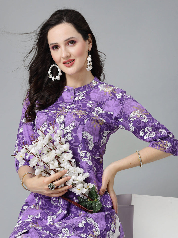Printed Rayon A-Line Kurta