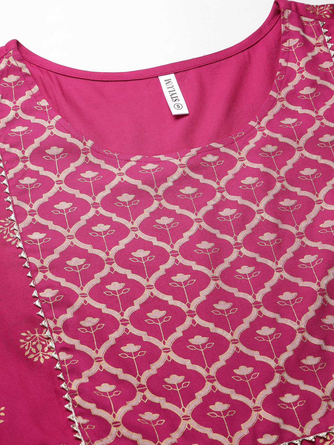 Gold &amp; Khari Printed Rayon Flared Kurta