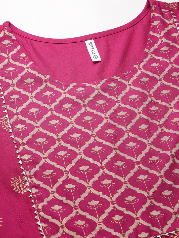 Gold &amp; Khari Printed Rayon Flared Kurta