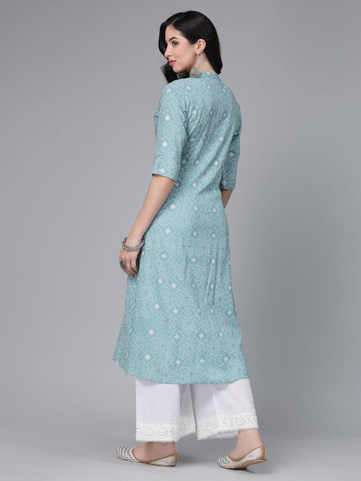 Printed Rayon A-Line Kurta