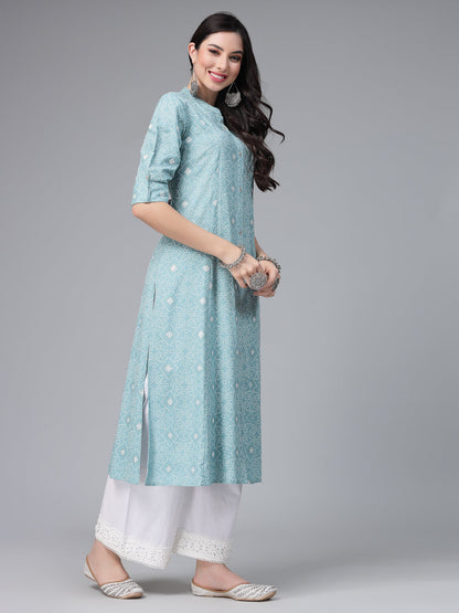 Printed Rayon A-Line Kurta