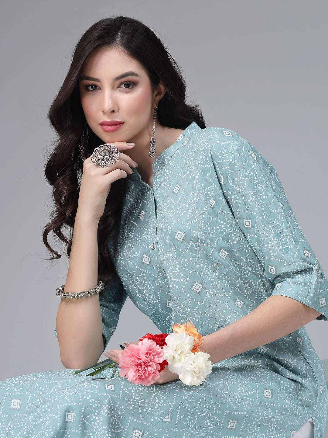 Printed Rayon A-Line Kurta