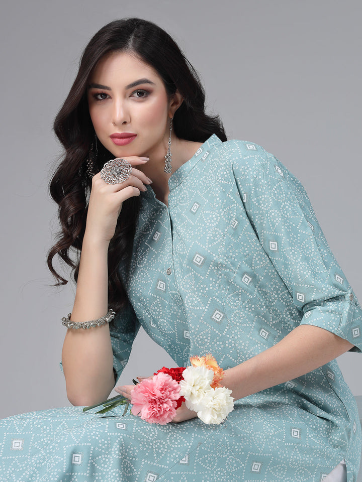 Printed Rayon A-Line Kurta
