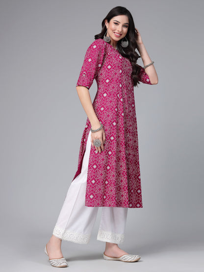 Printed Rayon A-Line Kurta