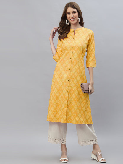 Bandhani Printed Cotton Blend Straight Kurta