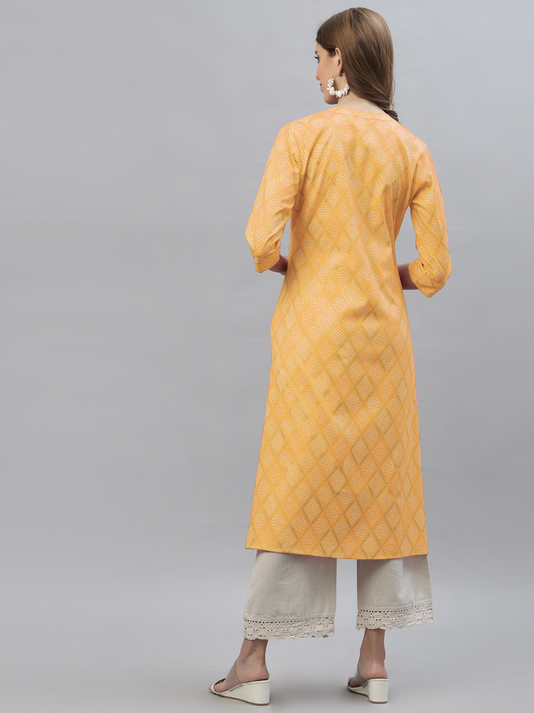 Bandhani Printed Cotton Blend Straight Kurta