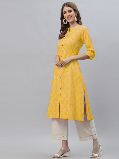 Bandhani Printed Cotton Blend Straight Kurta