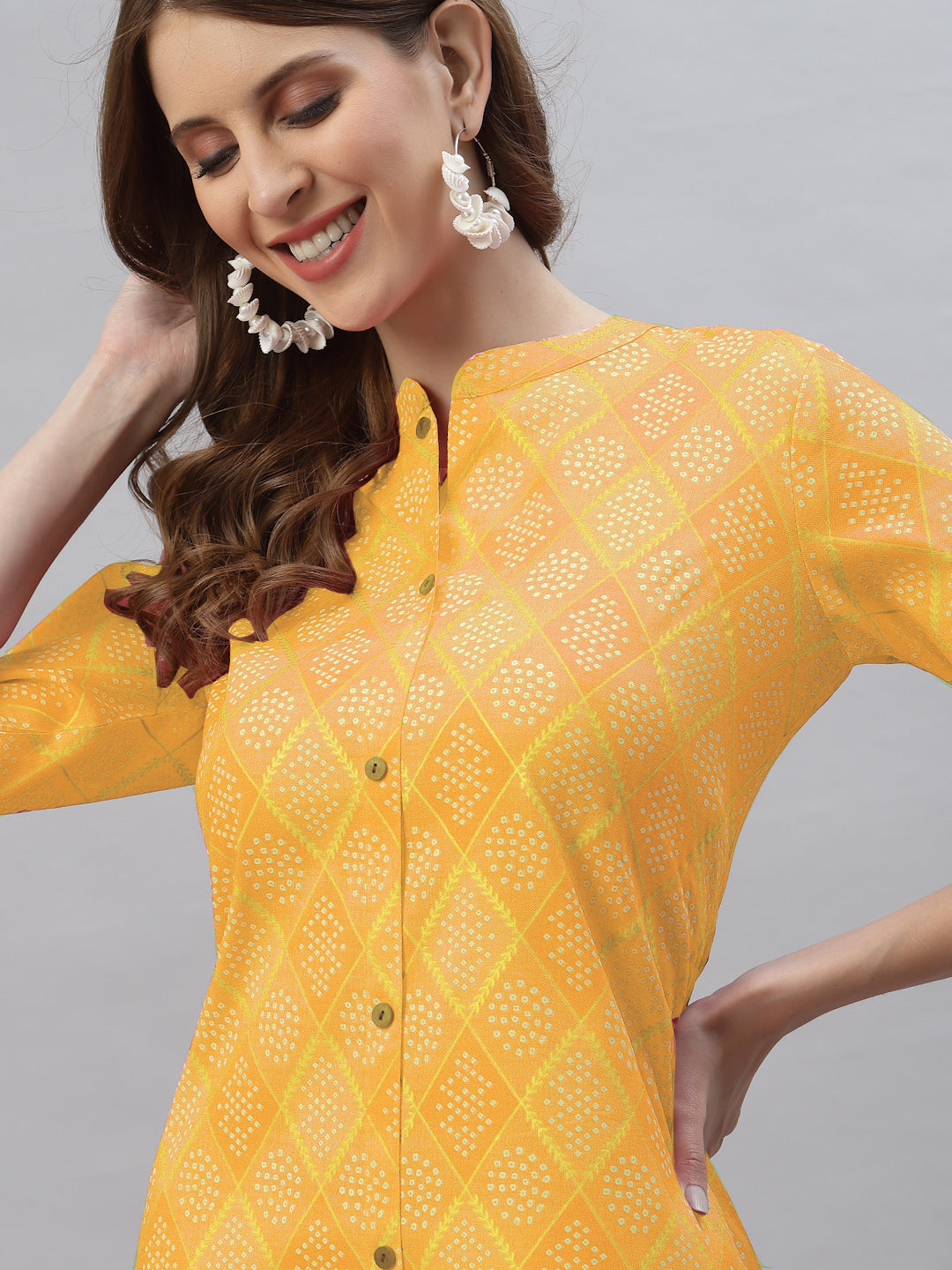 Bandhani Printed Cotton Blend Straight Kurta