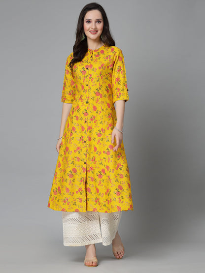 Floral Printed Rayon A-Line Kurta