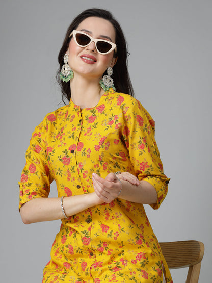 Floral Printed Rayon A-Line Kurta