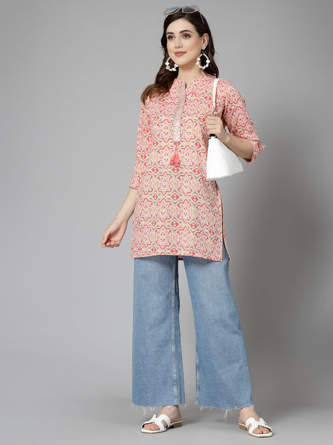 Stylum pink cotton printed kurti – wholesale manufacturer &amp; exporter from India