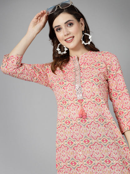Printed & Embroidered Cotton Kurti