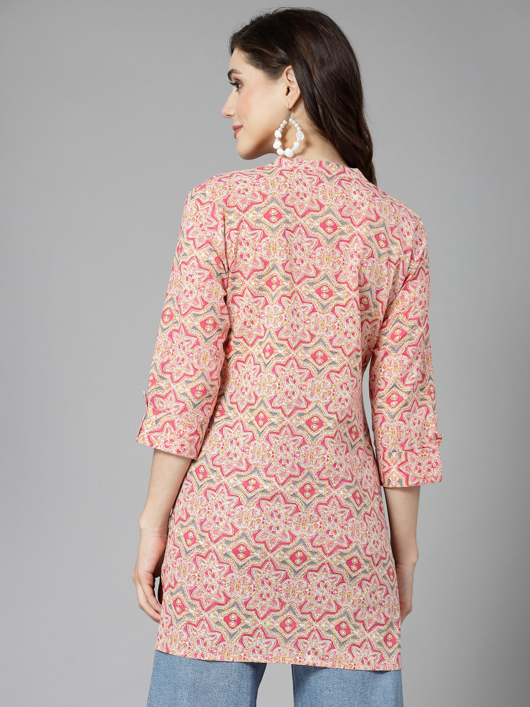 Printed &amp; Embroidered Cotton Kurti
