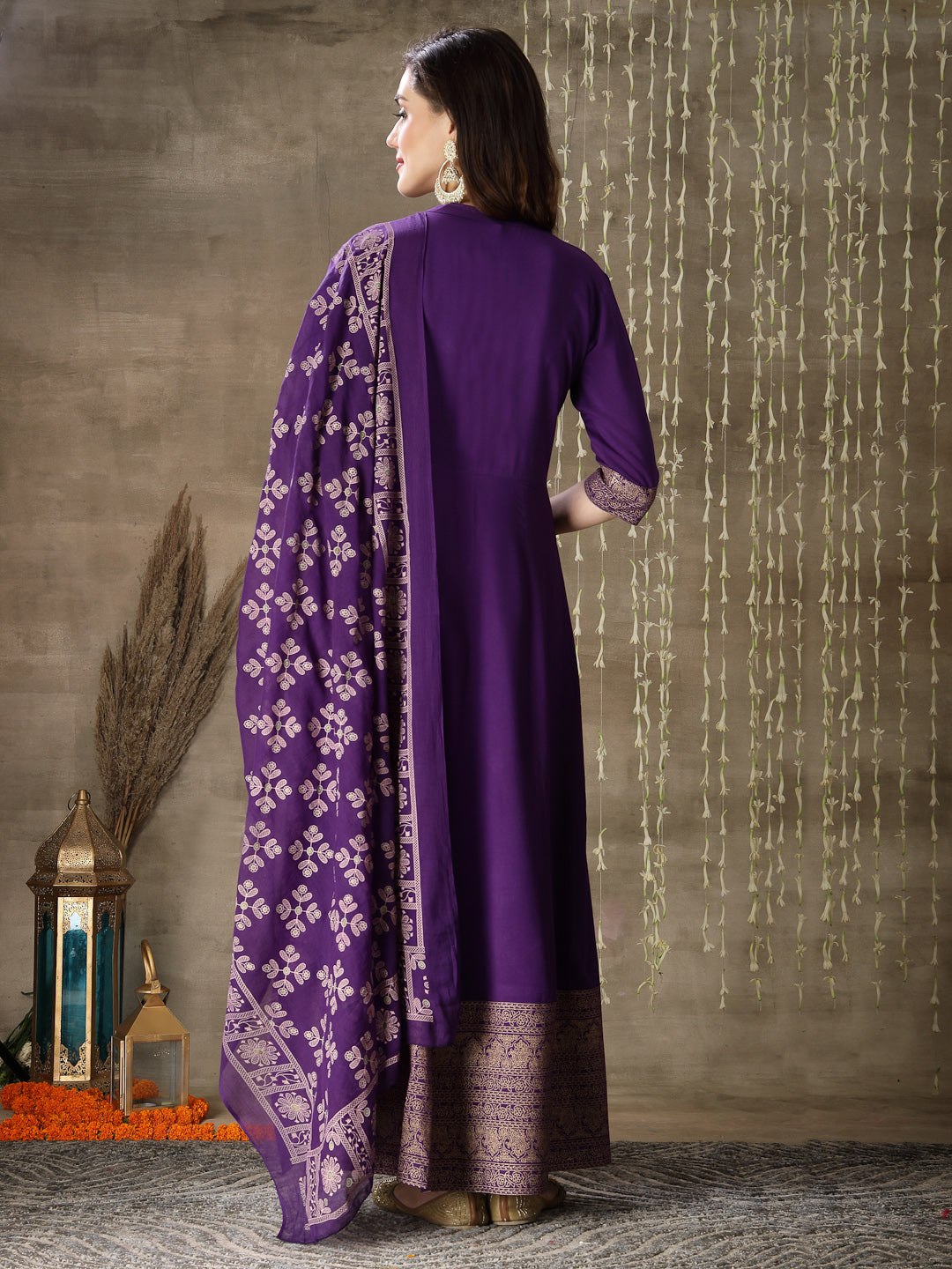Printed Rayon Anarkali kurta with Dupatta