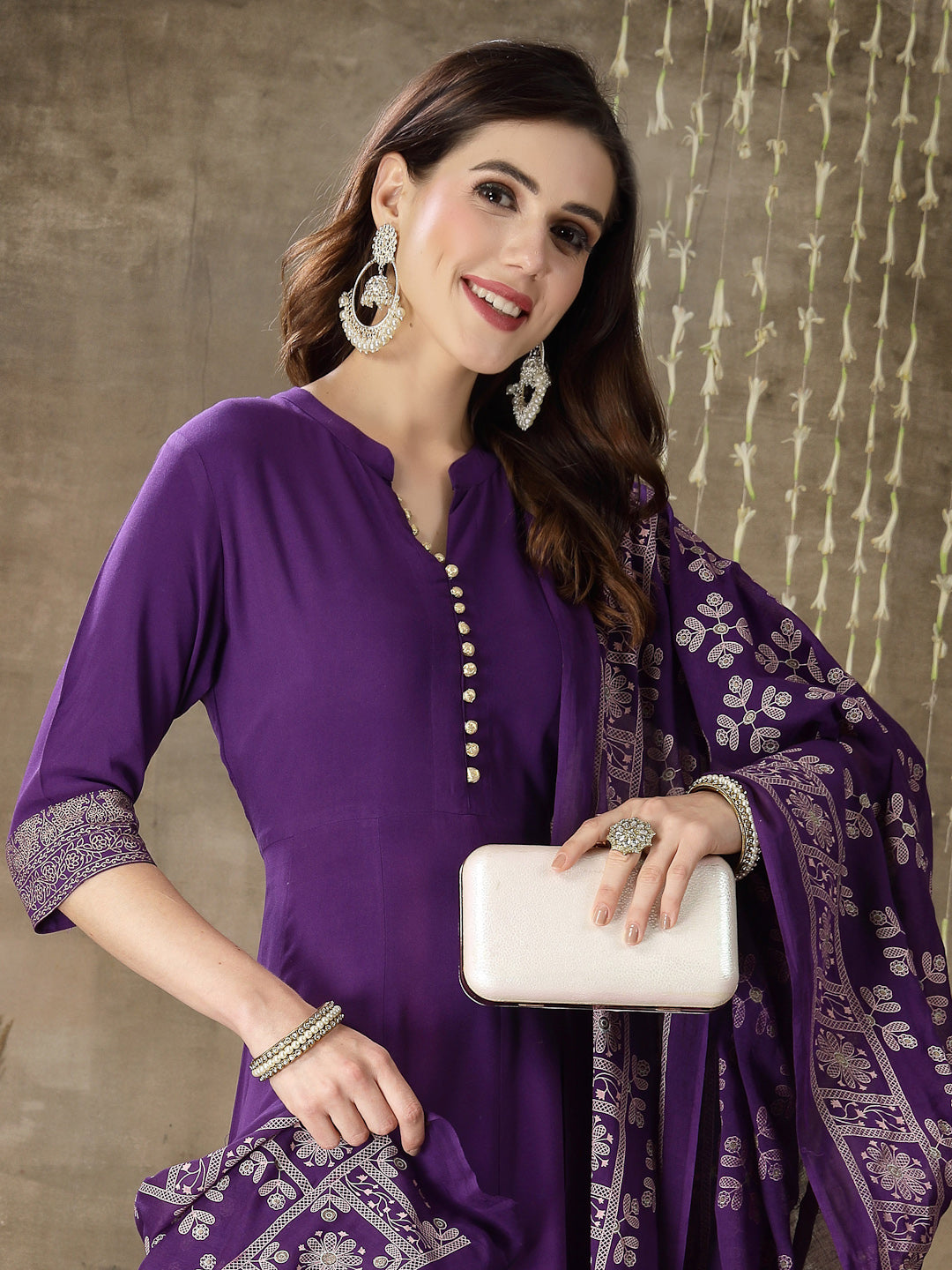 Printed Rayon Anarkali kurta with Dupatta