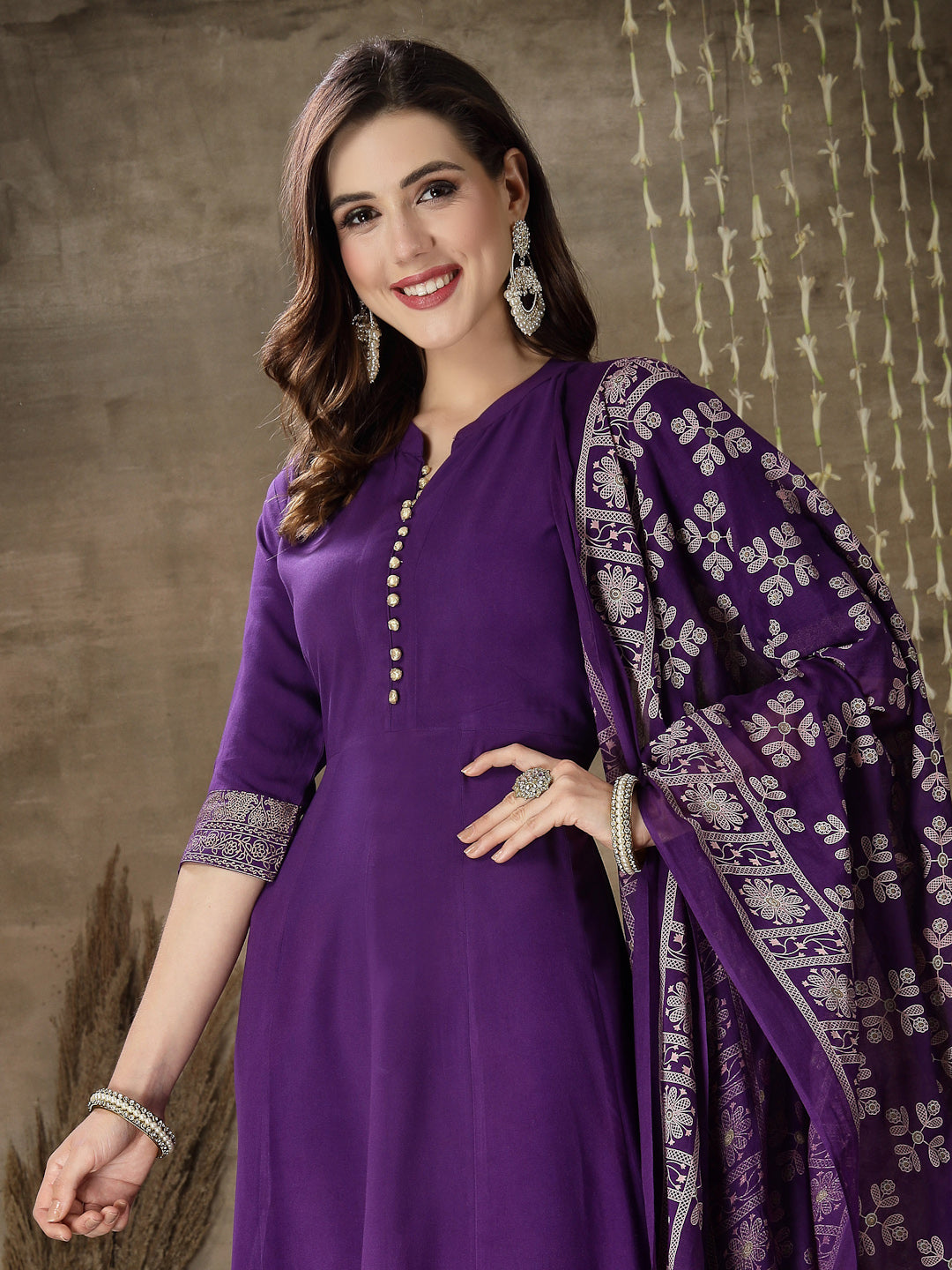 Printed Rayon Anarkali kurta with Dupatta