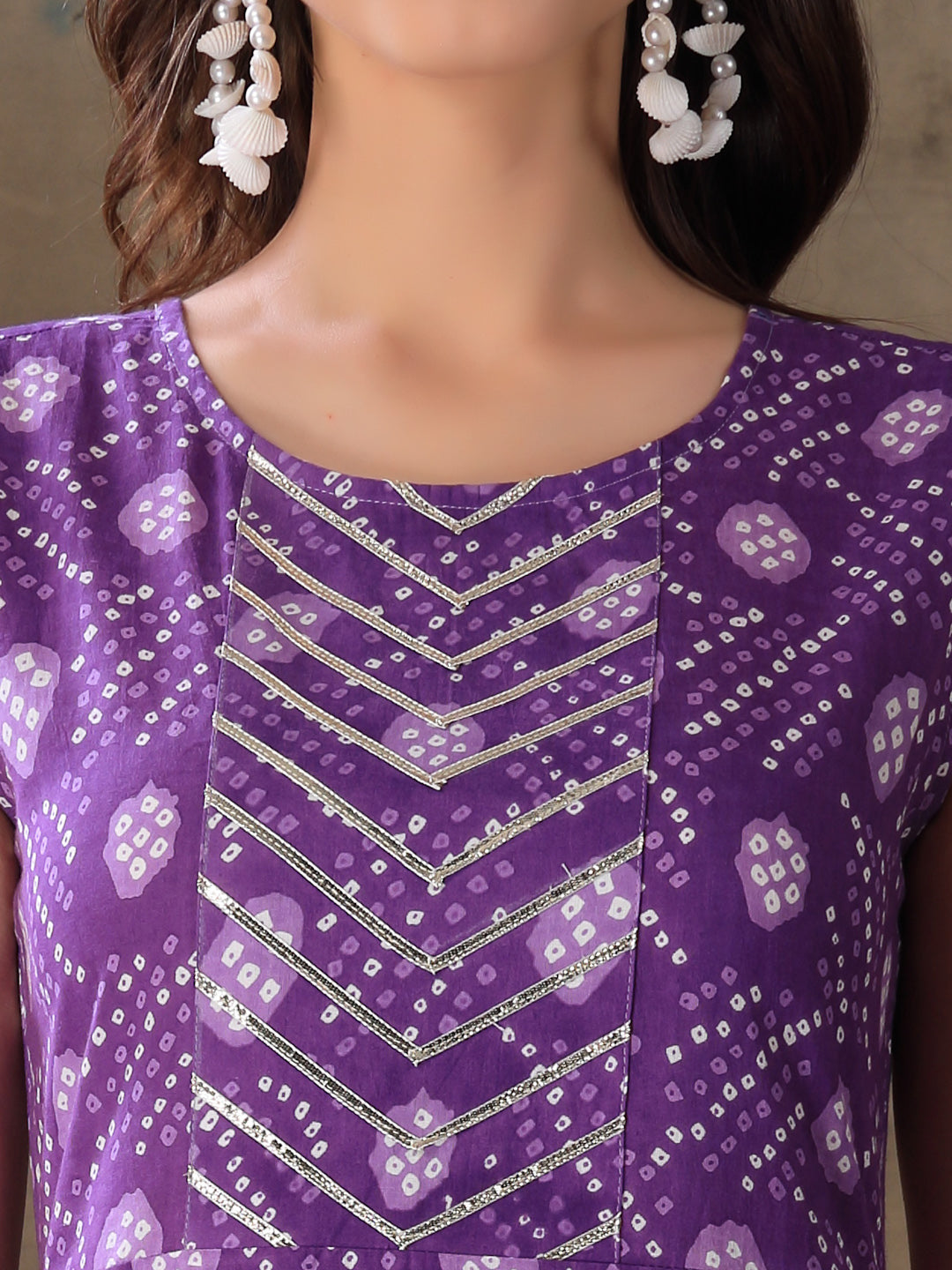 Bandhej Printed Cotton Flared Kurta