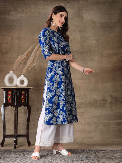 Floral Printed Rayon A-Line Kurta