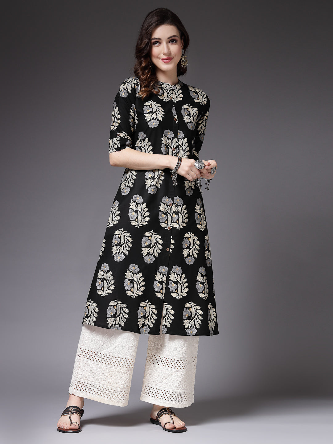 Floral Printed Rayon A-Line Kurta