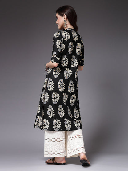 Floral Printed Rayon A-Line Kurta