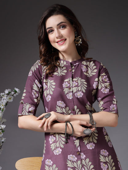 Floral Printed Rayon A-Line Kurta