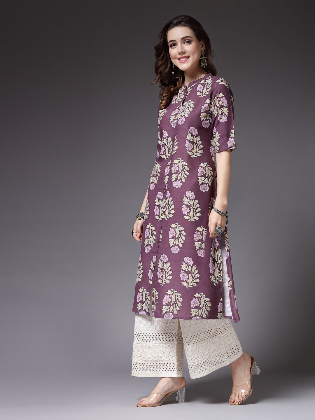Floral Printed Rayon A-Line Kurta