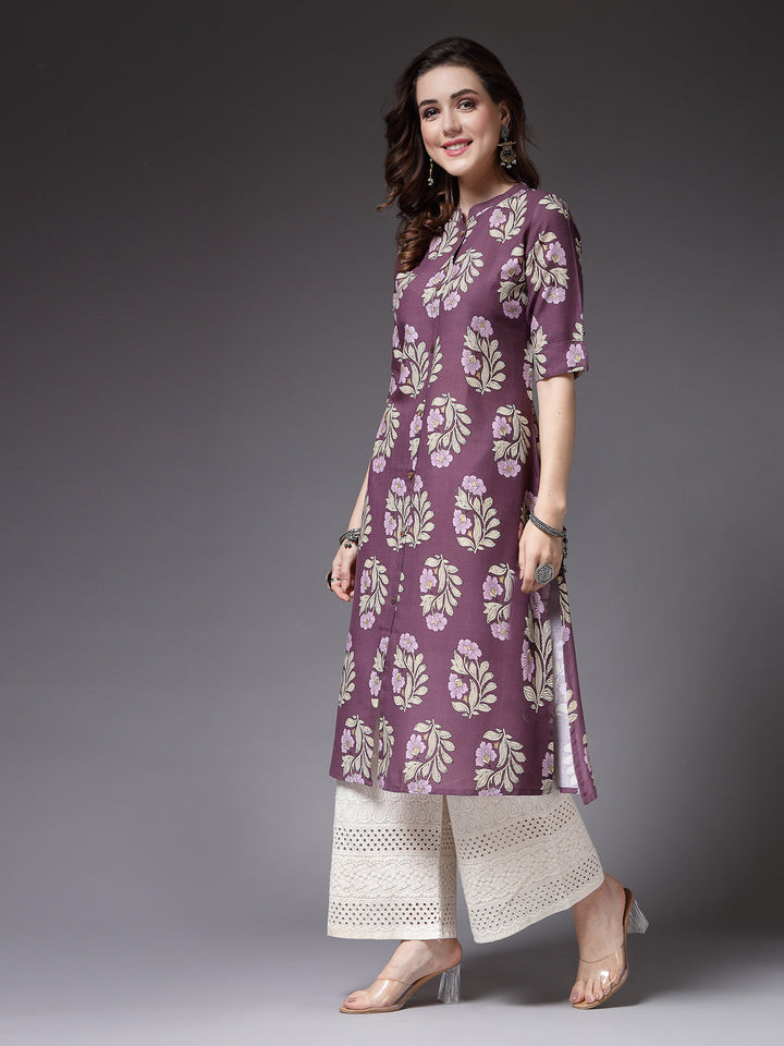 Floral Printed Rayon A-Line Kurta