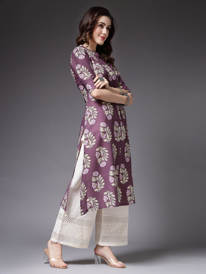 Floral Printed Rayon A-Line Kurta