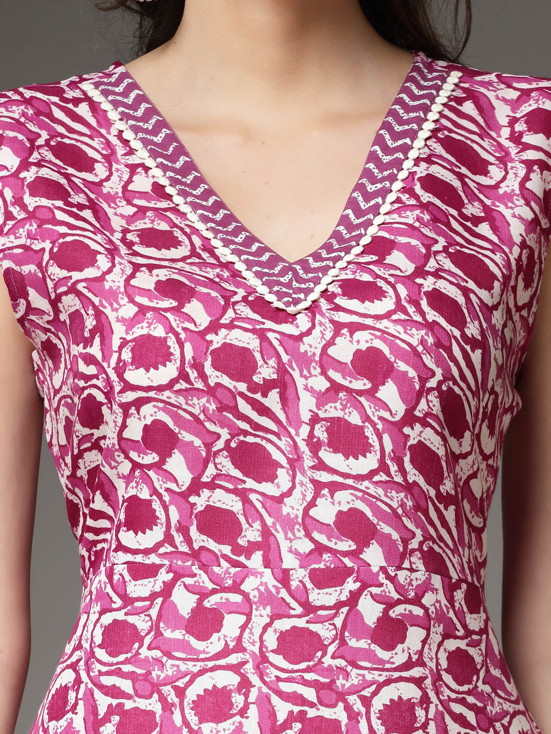 Floral Printed Cotton Blend A-Line Kurta