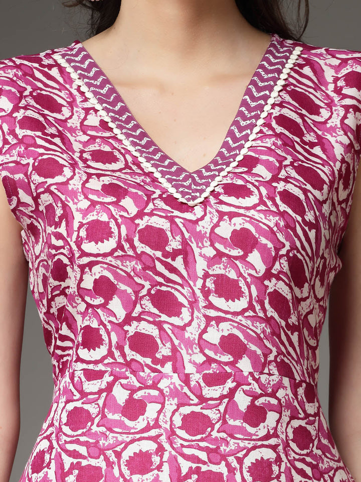 Floral Printed Cotton Blend A-Line Kurta