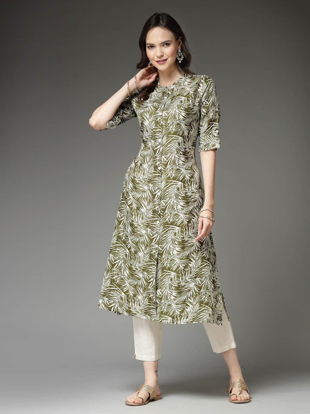 Printed Cotton Blend A-Line Kurta