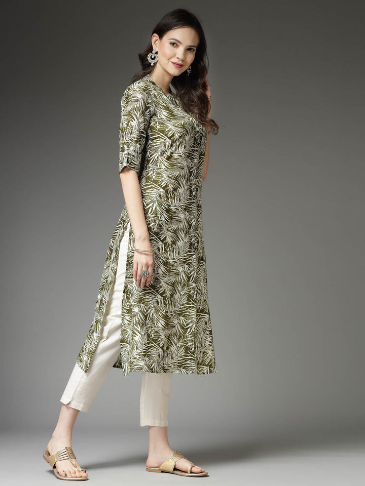 Printed Cotton Blend A-Line Kurta